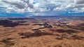 Panoramic view on Split Mountain Canyon seen from Green River Overlook near Moab, Canyonlands National Park, Utah, USA Royalty Free Stock Photo