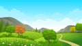 Panoramic view spring landscape, Pathway through a blissful forest Royalty Free Stock Photo