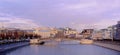 Panoramic view of spring Moscow from the Maly Kamenny bridge. Royalty Free Stock Photo