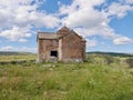 Panoramic view of St.George Crossdomed Church above Dashbashi canyon in Tsalka region, Georgia.