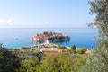 View of St Stephen's Island. Budva, Montenegro Royalty Free Stock Photo