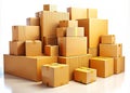 Panoramic View of Stacked Cardboard Boxes in Diagonal Rows A Detailed Look at Efficient Packaging and Storage Royalty Free Stock Photo