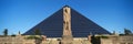 Panoramic view of statue of Ramses at entrance of Pyramid Sports Arena in Memphis, TN