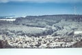 Panoramic view of Steinheim near Heidenheim in Germany on a snow Royalty Free Stock Photo