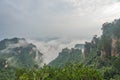 Tianzi mountains covered in mist in Zhangjiajie Royalty Free Stock Photo