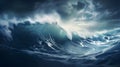 Panoramic View of a Stormy Sea Royalty Free Stock Photo