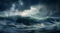 Panoramic View of a Stormy Sea Royalty Free Stock Photo