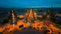 Panoramic view of the streets of Paris at night from the Arc de Triomphe, Paris, France, October 15, 2025. Royalty Free Stock Photo