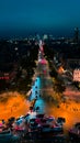 Panoramic view of the streets of Paris at night from the Arc de Triomphe, Paris, France, October 15, 2025. Royalty Free Stock Photo