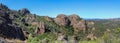 Panoramic view of the stunning rock formations of Pinnacles National Park Royalty Free Stock Photo