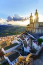 Panoramic view of the stunning white-house village of Olvera at sunset in Cadiz, Spain. Royalty Free Stock Photo