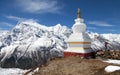 Panoramic view of stupa and Annapurna range Royalty Free Stock Photo