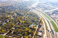 Panoramic view of suburb area. new city highway under construction Royalty Free Stock Photo