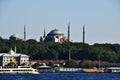 Panoramic view of the Suleymaniye Mosque. View of the Golden Horn Bay.