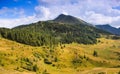 Panoramic view of summer landscape in mountains. Royalty Free Stock Photo