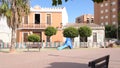 Video panoramic Alboraya Valencia plaza building and playground