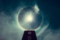 Panoramic view of a sun halo with a clear sky background Royalty Free Stock Photo