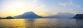 Panoramic view of sunset behind Alps mountains Royalty Free Stock Photo