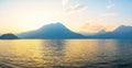 Panoramic view of sunset behind Alps mountains and Como lake Royalty Free Stock Photo