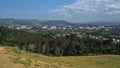 Panoramic view at sunset from a height of the suburbs of Kislovodsk Royalty Free Stock Photo