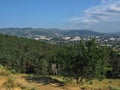 Panoramic view at sunset from a height of the suburbs of Kislovodsk Royalty Free Stock Photo