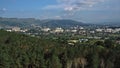 Panoramic view at sunset from a height of the suburbs of Kislovodsk Royalty Free Stock Photo
