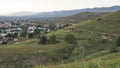 Panoramic view at sunset from a height of the suburbs of Kislovodsk Royalty Free Stock Photo