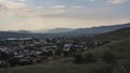 Panoramic view at sunset from a height of the suburbs of Kislovodsk Royalty Free Stock Photo