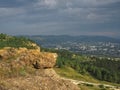 Panoramic view at sunset from a height of the suburbs of Kislovodsk Royalty Free Stock Photo