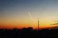 Panorama sunset with sun forming an infinity analemma