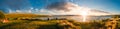 Panoramic view of sunset at Myvatn lake on Iceland, summer Royalty Free Stock Photo