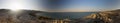 Panoramic view on the sunset over the Dead sea
