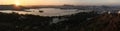 Panoramic view at sunset of Udaipur city, lakes, palaces and countryside from the Karni Mata Ropeway , Udaipur, Rajasthan