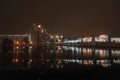 Panoramic view of Svisloch river with Trinity suburb in the evening in winter. Minsk. Belarus. Royalty Free Stock Photo