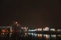Panoramic view of Svisloch river with Trinity suburb in the evening in winter. Minsk. Belarus. Royalty Free Stock Photo