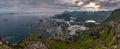 Panoramic view of Svolvaer fishing village from top of Floya mountain in summer season, Lofoten island in Norway Royalty Free Stock Photo