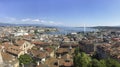 Panoramic view of swiss city of Geneva and its lake with water jet Royalty Free Stock Photo