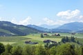 Panoramic view of Swiss mountain village in Alps