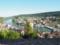 Panoramic view of Swiss town Schaffhausen. River Rhine