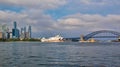 Panoramic View of Sydney CBD, the Opera House and the Harbour Bridge, Australia Royalty Free Stock Photo