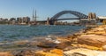 Panoramic view of Sydney harbor and sailboat in it