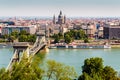 Panoramic view of Szechenyi Chain Bridge Budapest, Hungary Royalty Free Stock Photo