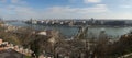 Panoramic view of Szechenyi Chain Bridge over Danube, Budapest, Royalty Free Stock Photo