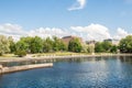 Panoramic view of Tammerkoski river and old town Tampere Royalty Free Stock Photo