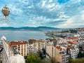 Panoramic view from Tarihi Asansor observation deck in Izmir Royalty Free Stock Photo