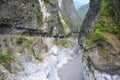 A panoramic view of the Taroko Gorge with a road cut into the rocks, along the Liwu River. Taroko National P Royalty Free Stock Photo