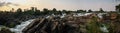 Panoramic view of the Tat Somphamit Waterfall at sundown, Don Khon, Si Phan Don, Champasak Province, Laos