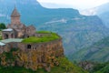 Panoramic view of Tatev monastery and mountains Royalty Free Stock Photo