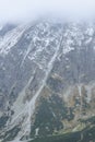 panoramic view of Tatra mountains in Slovakia covered with snow