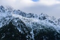 panoramic view of Tatra mountains in Slovakia covered with snow